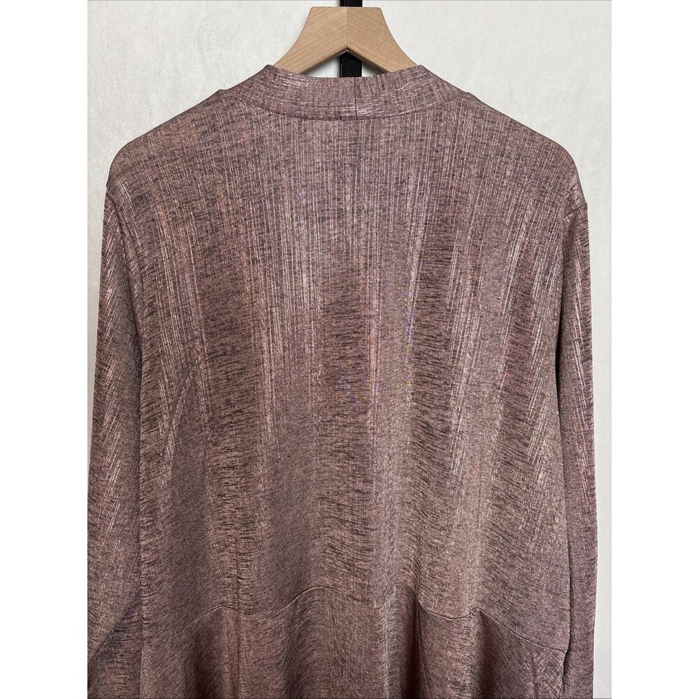 NEW Susan Graver Foil Printed Open Cardigan Women's 3X Pink Pockets Liquid Knit - Picture 7 of 11